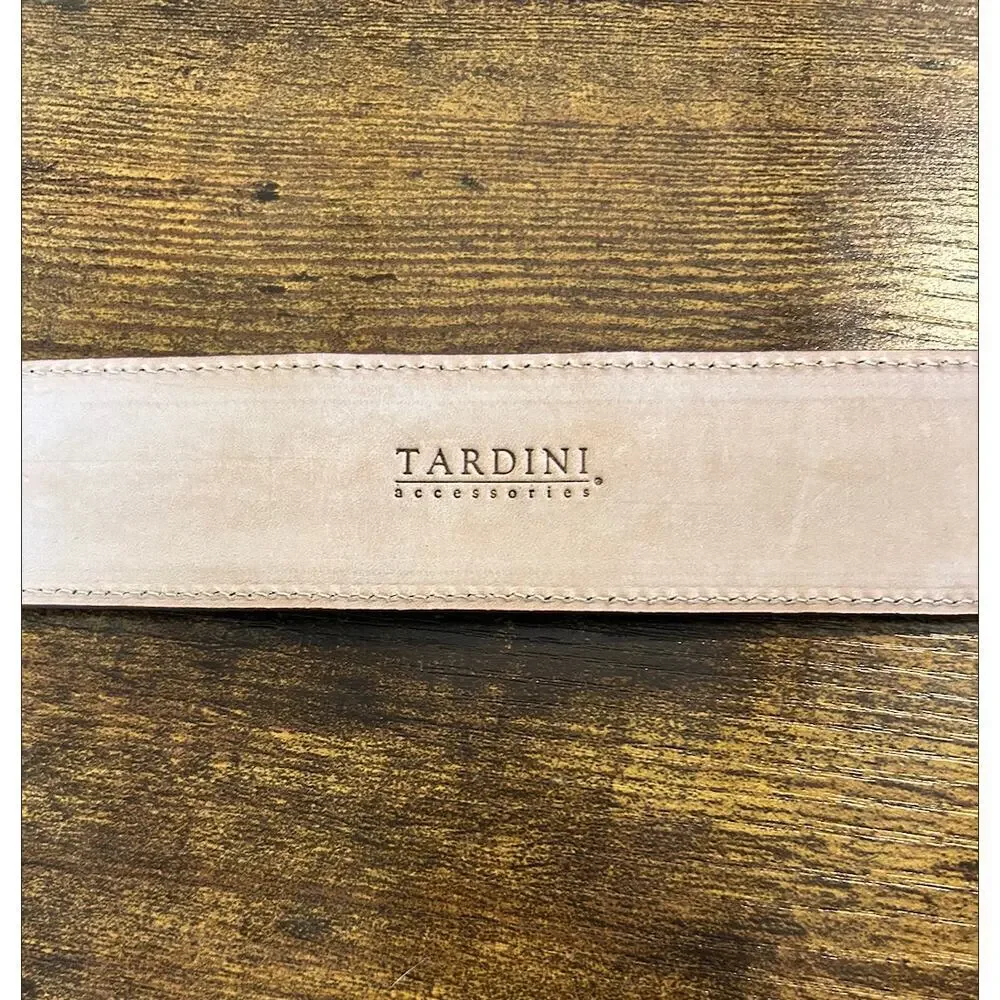 Tardini Men's American Alligator Textured Wrap Buckled Brown Belt 34